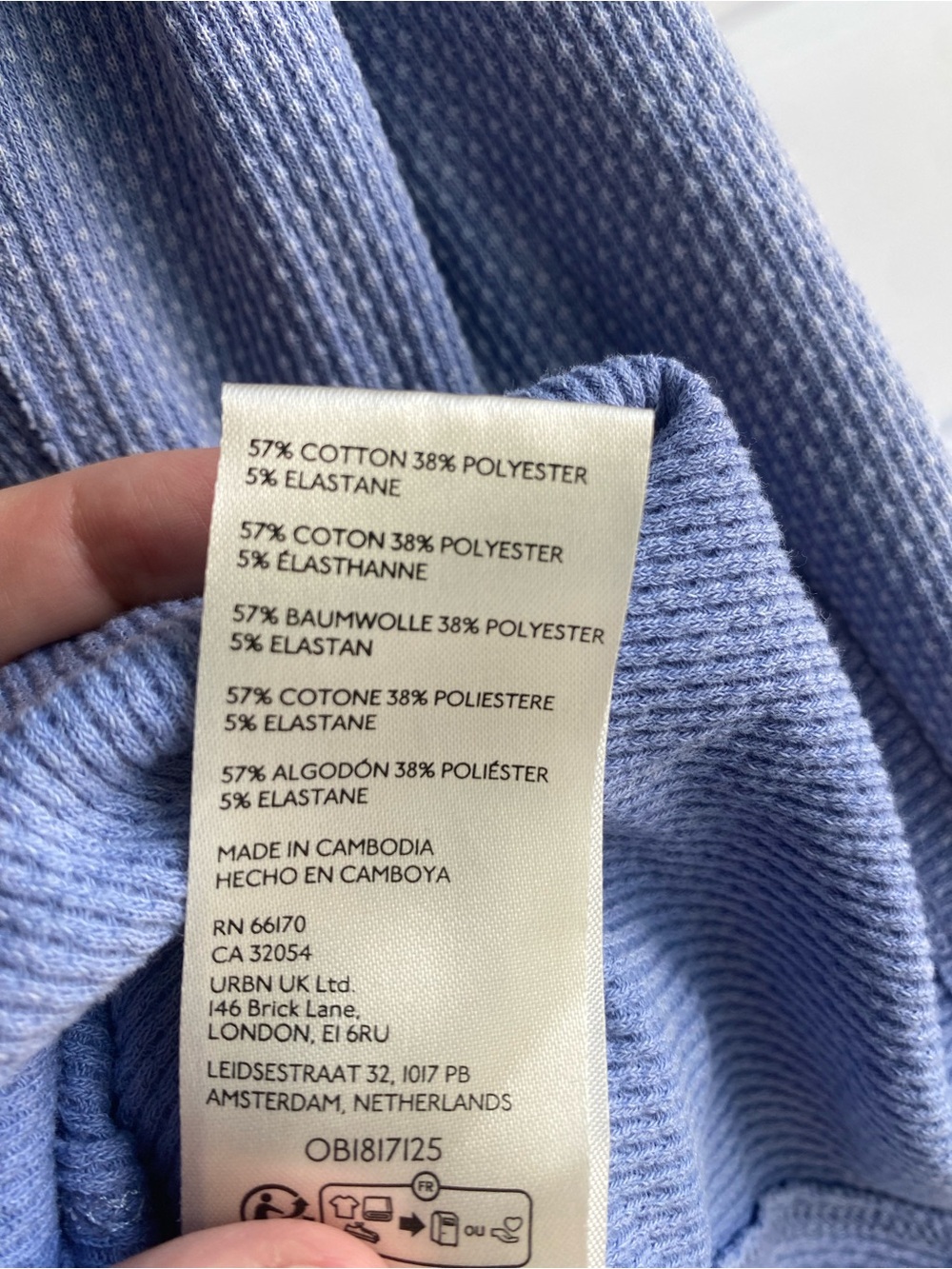 Free People We The Free Waffle Knit Henley Top Medium Blue Long Sleeve Thermal - Picture 6 of 6